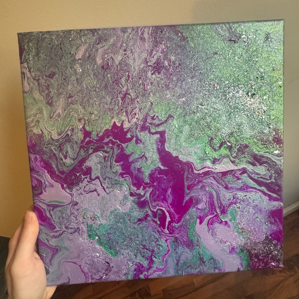 Abstract Green and Purple Canvas Art